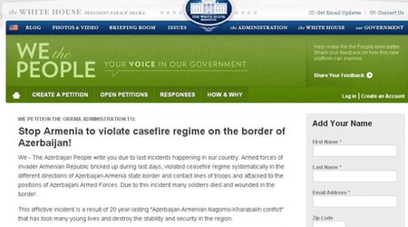 Petition demanding an end to Armenia`s violating ceasefire placed on White House website - PHOTO