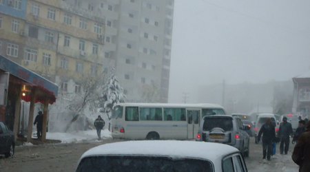 Problems caused by first snow in Baku - PHOTO