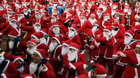 Follow Father Christmas as he rockets around the globe