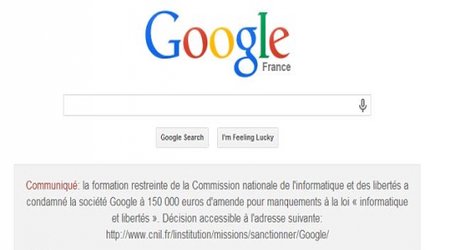 Google forced to advertise £125,000 fine on its French homepage