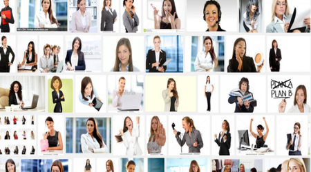 Search stock images for pictures of business women & you get this