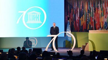 İlham Əliyev UNESCO Baş Konfransının Liderlər Forumunda - FOTOLAR>