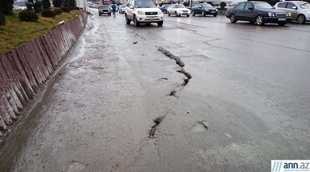Bakı-Sumqayıt yolu: çatlar böyüyür, təhlükə artır - FOTOLAR