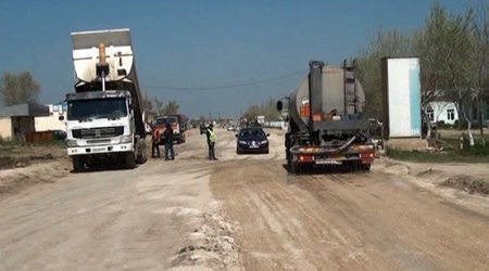 Salyan-Şirvan yolu yenidən bərpa edilir - Fotolar