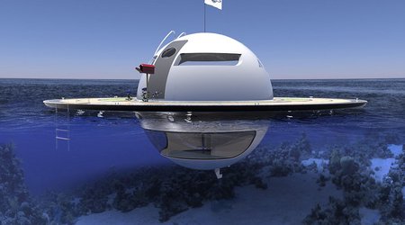 Futuristic UFO-shaped yacht