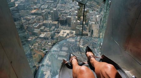 Slide down outside of skyscraper