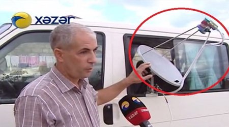 Azərbaycanlı kişi maşınına çanaq antenası quraşdırdı - VİDEO