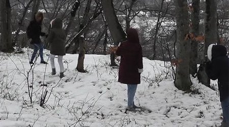 Ərəblərin Qubada qar keyfi - VIDEO