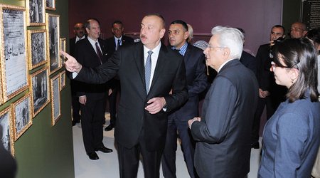 Президенты Азербайджана и Италии на выставке в Баку - ФОТО