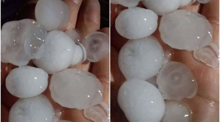 Azərbaycanın bu şəhərinə DOLU YAĞDI - FOTO