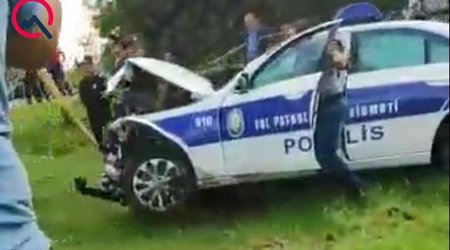 Tovuzda polis xidməti maşınında qəza törədib - VIDEO