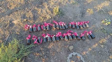Кадры обломков баллистической ракеты, выпущенной с территории Армении в направлении Мингячевира - ФОТО
