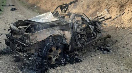 Füzulidə minaya düşən maşından geriyə qalan mənzərə - FOTO