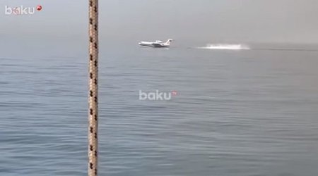 Türkiyəyə yanğınsöndürmə üçün göndərilən amfibiya təyyarəmiz - VİDEO