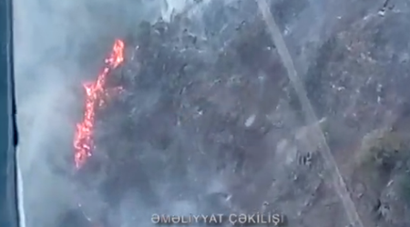 Qəbələdə yanğın başladı, helikopterlər havaya qaldırıldı - Video
