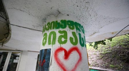 "Freedom for Misha!" inscriptions appear in key Georgian cities