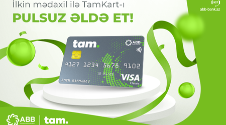 100 AZN mədaxil et, TamKart debet kartını hədiyyə al!
