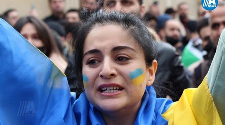Bakıda Ukraynaya dəstək aksiyası keçirilib - VİDEO/ FOTO