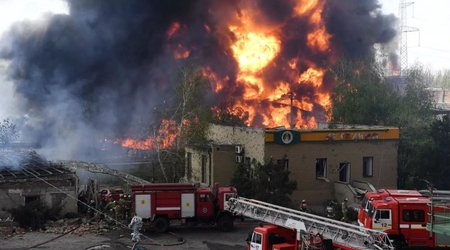 Fire breaks out at oil depot in Donetsk