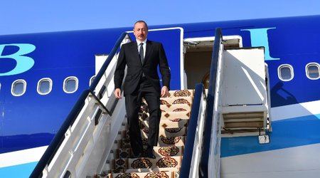 İlham Əliyev Daşkənddən Ürgənc şəhərinə getdi