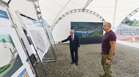 Президент Ильхам Алиев ознакомился с работами на подстанции "Горчу" в Лачыне
