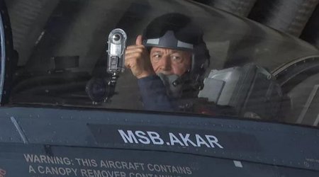 Turkish defence minister pilots F-16 fighter jet over northern Aegean Sea