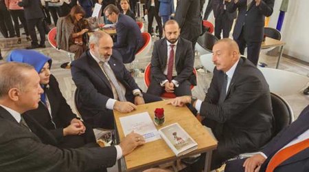 Əliyevin Ərdoğan və Paşinyanla tarixi görüşündən - FOTOLAR + VİDEO