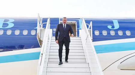 Ilham Aliyev arrives in Russia's Sochi