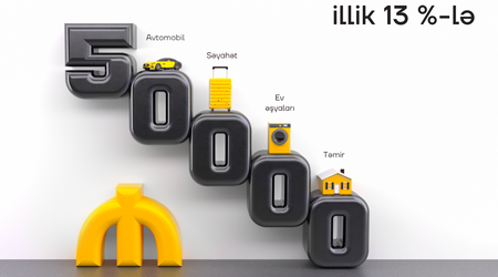 Yelo Bank-dan planlarınız üçün 50000 AZN-dək kredit