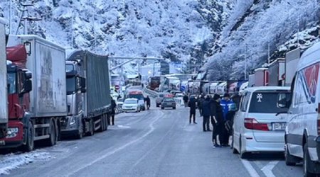 На границе с Грузией стоят сотни азербайджанских грузовиков