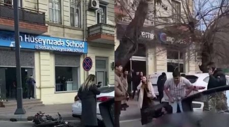 В Баку автомобиль столкнулся с мотоциклом: есть пострадавшие