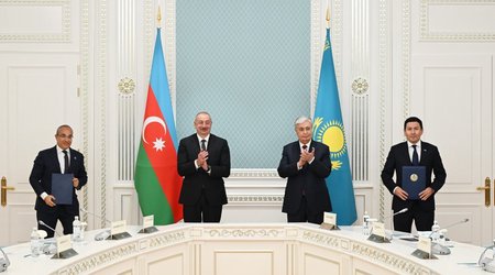 Azərbaycan və Qazaxıstan arasında Səhmdarlar Müqaviləsinin mübadiləsi mərasimi olub
