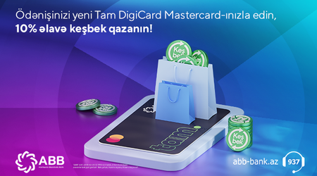Tam DigiCard sahiblərinə ABB-dən 10% keşbek!