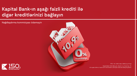 Kapital Bank-ın aşağı faizli krediti ilə digər kreditlərinizi bağlayın