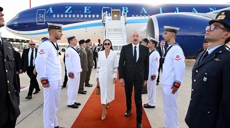 Президент Ильхам Алиев прибыл с рабочим визитом в Италию