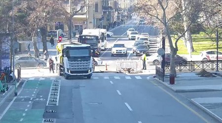 В Баку ограничено движение транспорта на пересечении улиц Шамси Бадалбейли и Рашида Бейбутова