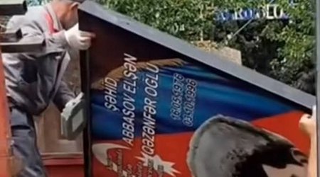 Gəncədə şəhid lövhələri sökülür - Video