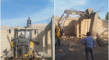 В Агджабеди снесено незаконное строение, возведённое повторно