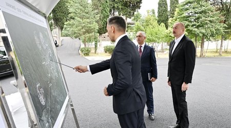 Алиев осмотрел участок для строительства канатной дороги Ханкенди–Шуша