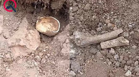 Laçında insan sümüklərinə bənzər skelet qalıqları tapılıb