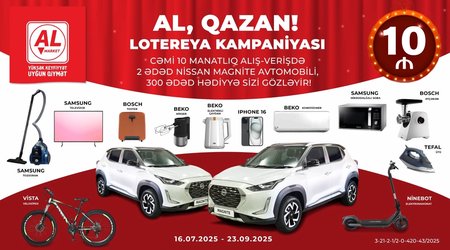 Al Market”də “AL, QAZAN!” tirajlı stimullaşdırıcı lotereya başladı!