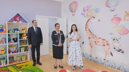 Лейла Алиева приняла участие в открытии построенных в Шамахы детских садов-яслей