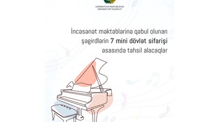 İncəsənət məktəblərinə qəbul olunan şagirdlərin 7 mini dövlət sifarişi əsasında təhsil alacaq