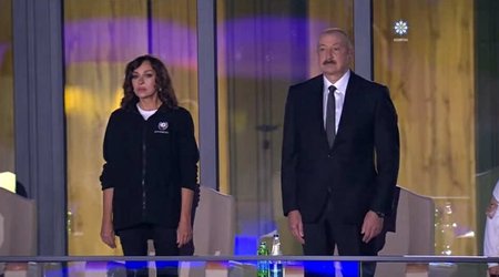 Prezident və xanımı Gəncədə III MDB Oyunlarının açılışını izləyir - Canlı