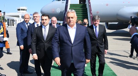 Viktor Orban arrives in Gabala