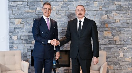 Əliyev Davosda Finlandiya Prezidenti ilə görüşüb
