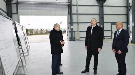 Azerbaijan’s president attends opening of flat glass plant in Sumgayit