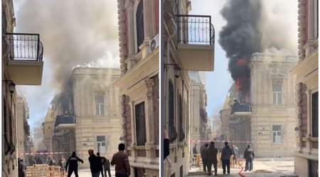 Bakının mərkəzindəki yanğın nəzarət altına alınıb, xəsarət alan var