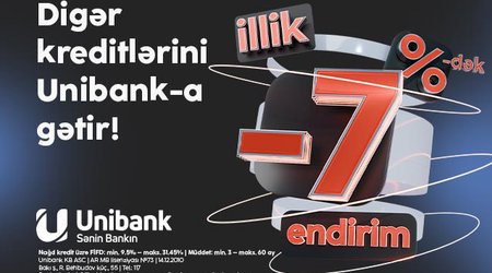 “Unibank”ın 7 %-dək endirimli kredit kampaniyasının bitməsinə az qaldı!