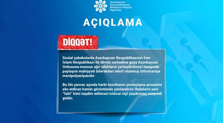 MEDİA: İranla sərhədə silahlar yerləşdirməsi xəbərləri manipulyasiyasıdır